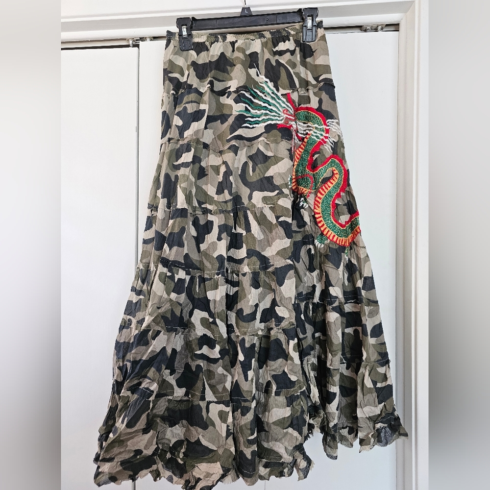 Camo & Dragan Broomstick Skirt